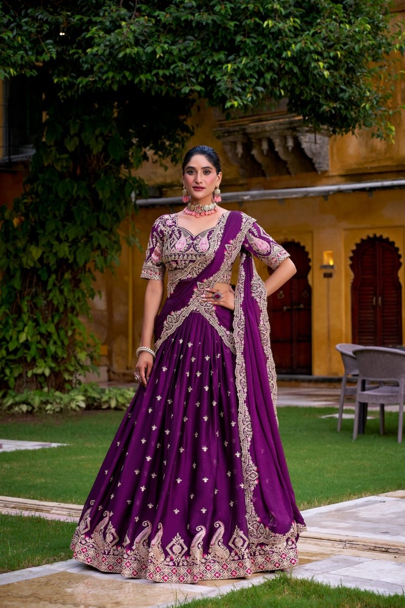 WEDDING SPECIAL RANGOLI SILK SEQUINS EMNROIDERED LEHENGA CHOLI WITH DUPATTA (WDN100) - suitswala