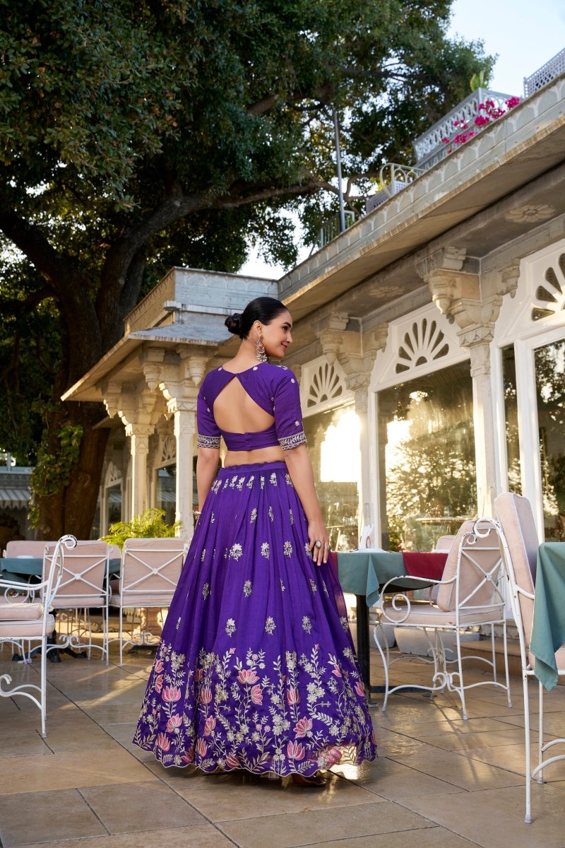 WEDDING SPECIAL VICHITRA SILK THREAD EMBROIDERED LEHENGA CHOLI (WDN118) - suitswala