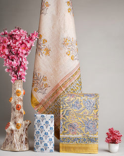 Designer Hand Block Print Maheshwari Silk Suit Set