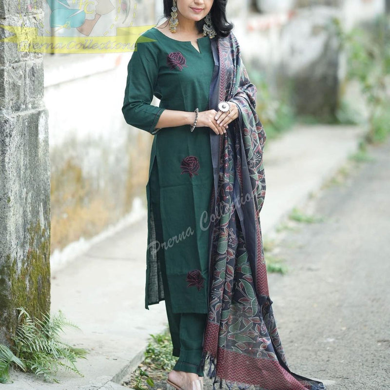 South cotton khaadi kurta set with matching embroidery (SWRD03)