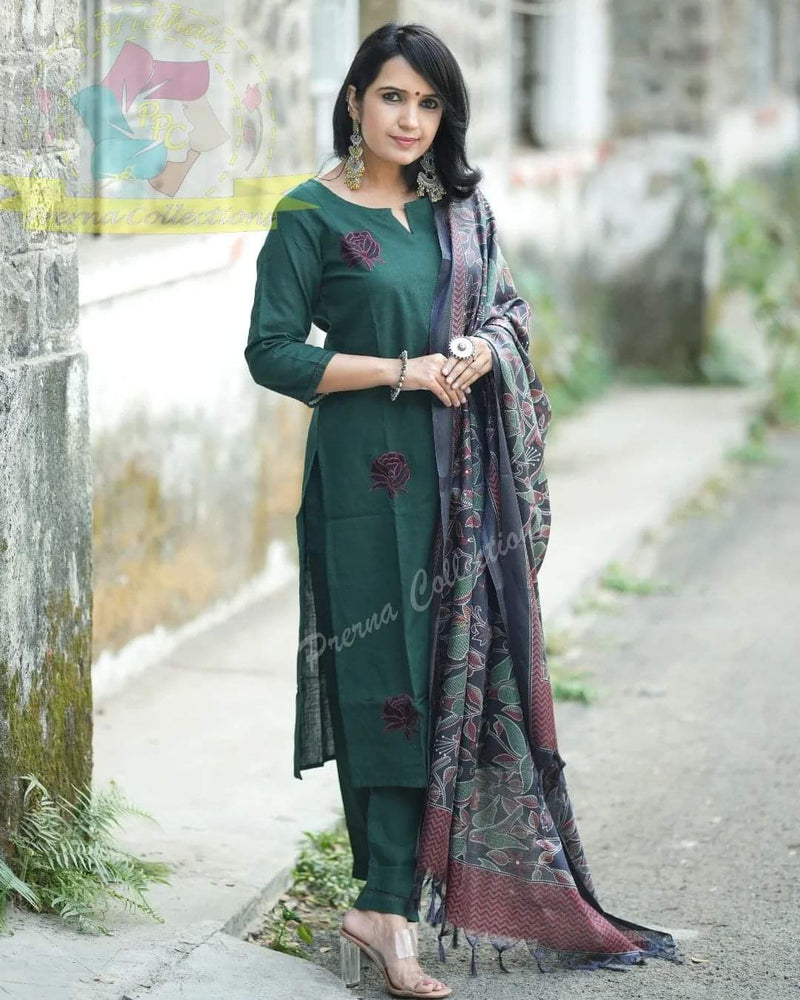 South cotton khaadi kurta set with matching embroidery (SWRD03)
